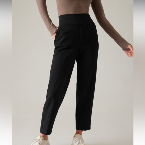Athleta Pants - ATHLETA Black ENDLESS HIGH RISE PANT Textured, stretch fabric in a tapered fit